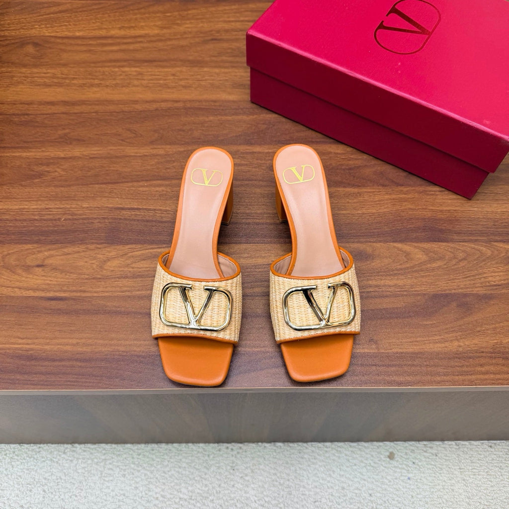 Valentino 2026 VLogo Signature Raffia Block Heel Sandal Woven Calfskin 871040