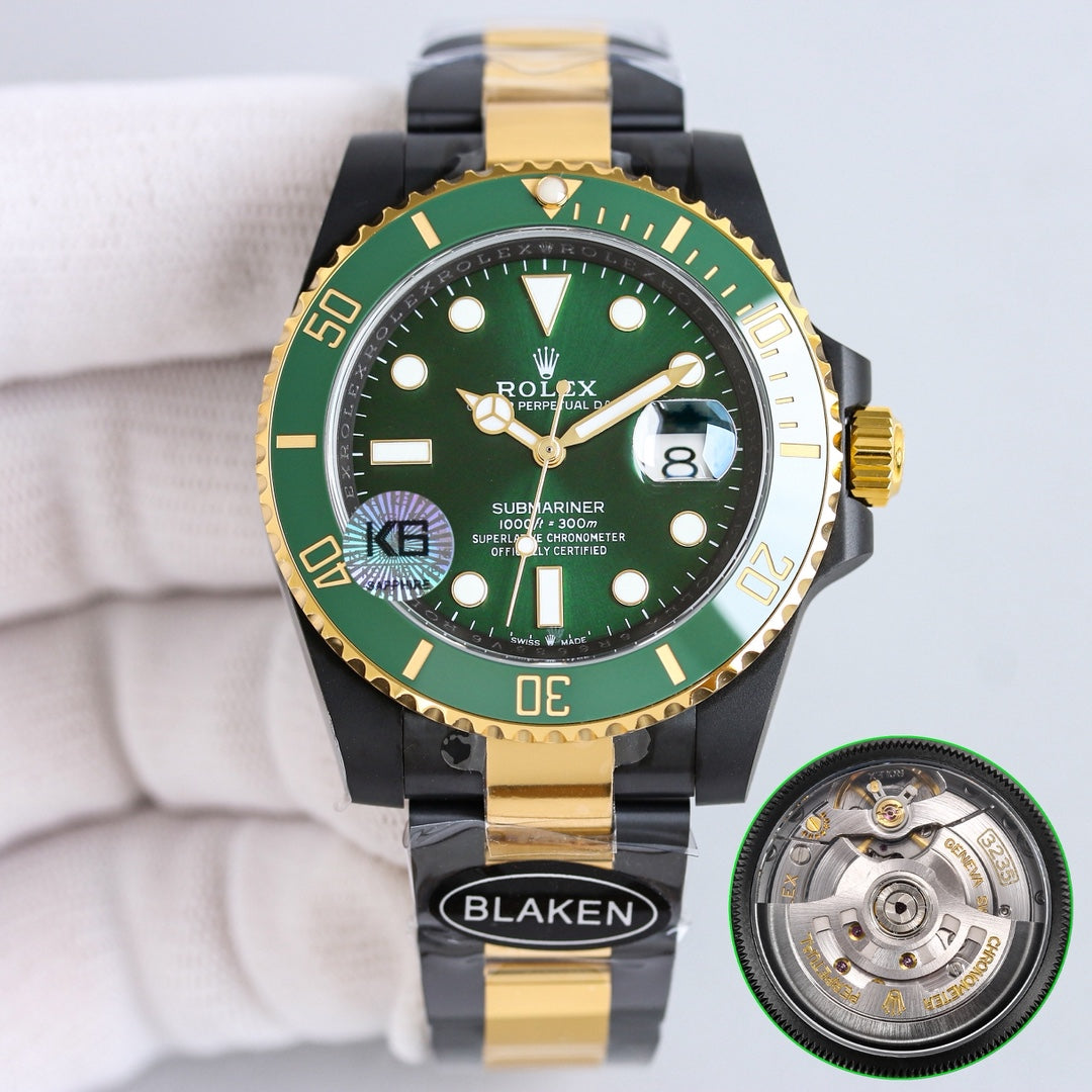 Rolex Submariner 40mm Carbon Black Green Gold