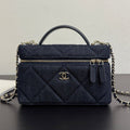 Chanel 2026 Vanity Case 19cm Blue Denim Leather