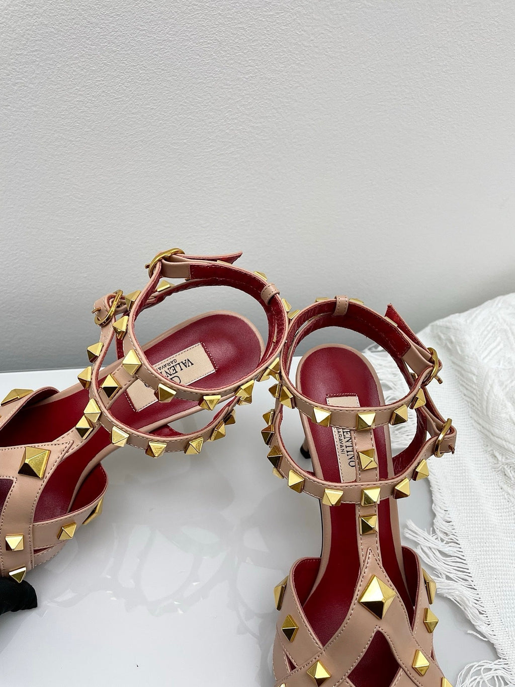 VT 26s Slingback 80 Beige Burgundy Lambskin 611373