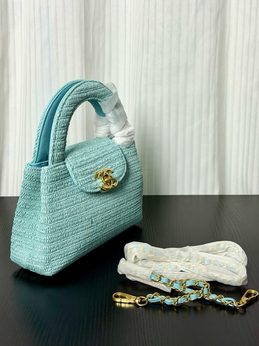 Chanel Kelly 2026 Bag 19cm Blue Woven Leather