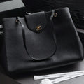Chane 2026 Large Shopping Bag 46cm Black Calfskin
